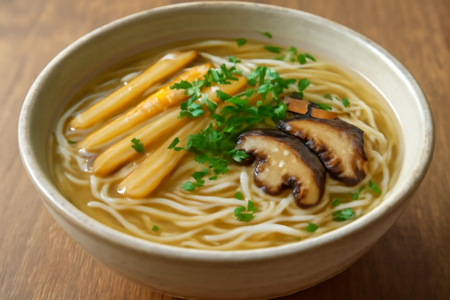 Tô bún măng chay với măng vàng và nấm