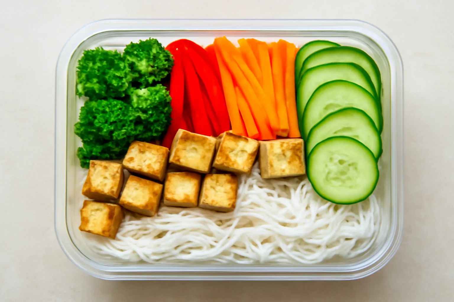 Hộp bún trộn chay nhiều lớp rau củ nhiều màu