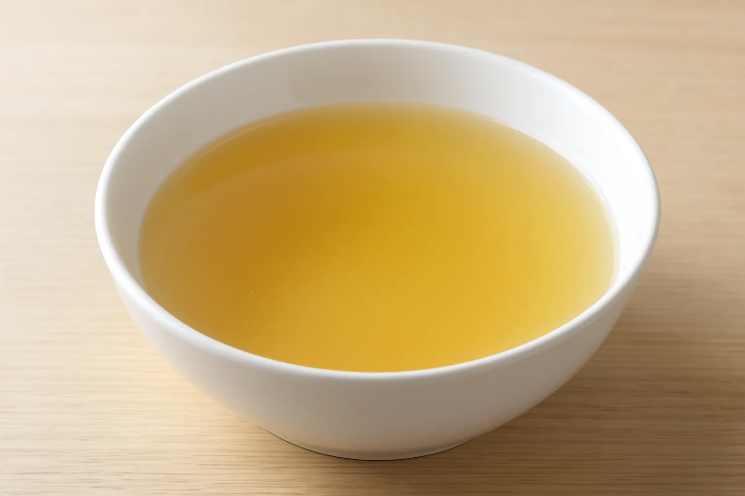 Tô nước dùng trong vắt nhìn thấy đáy tô